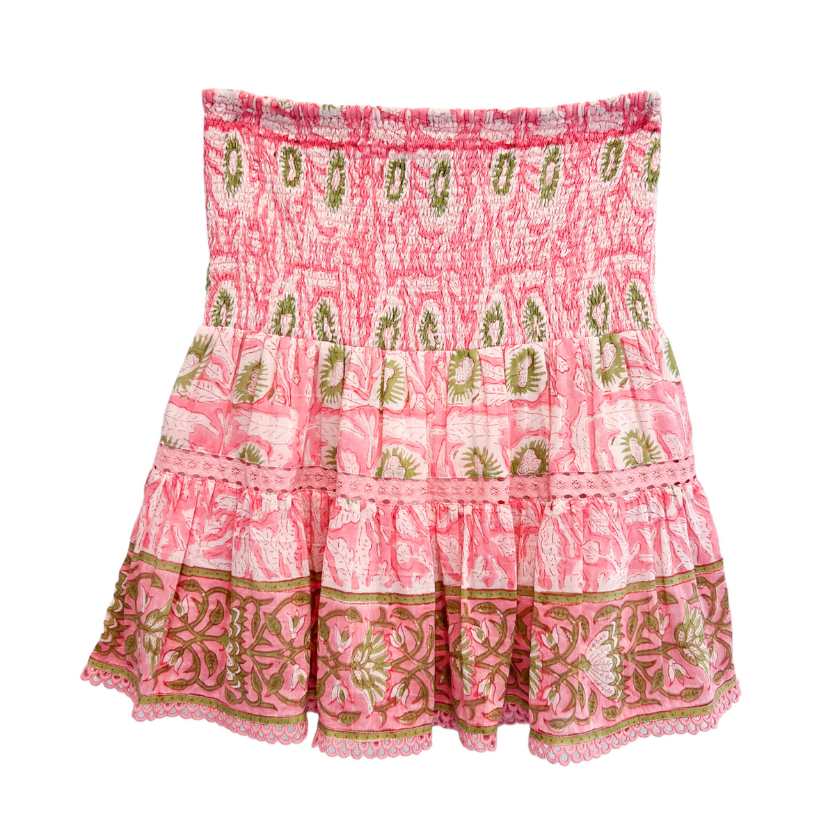 Ruffle Mini Floral Silk Blend Skirt