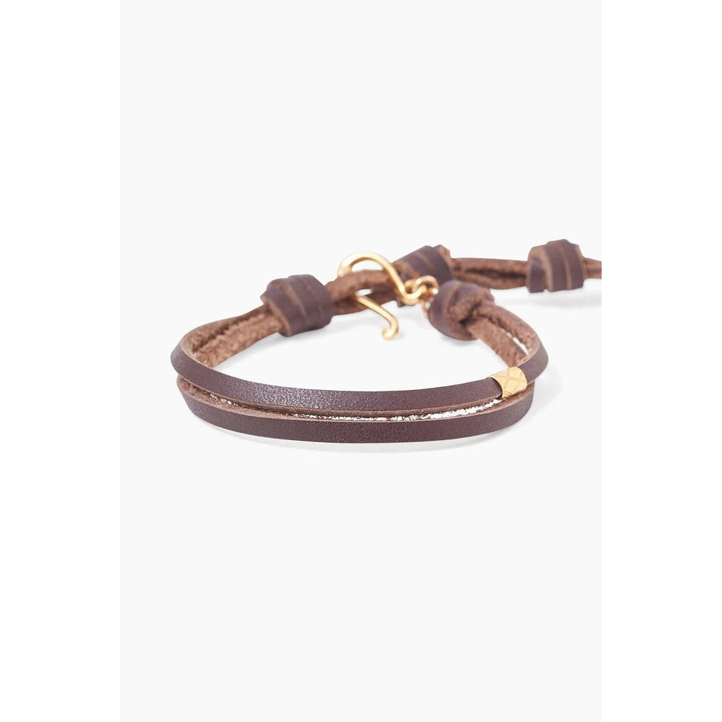Gold and Brown Leather Loop Bracelet | BELL by alicia bell